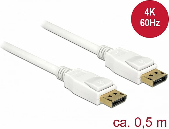 Kabl DisplayPort DeLOCK DP 1.2a, 4K@60Hz, 1.5m, i bardhë