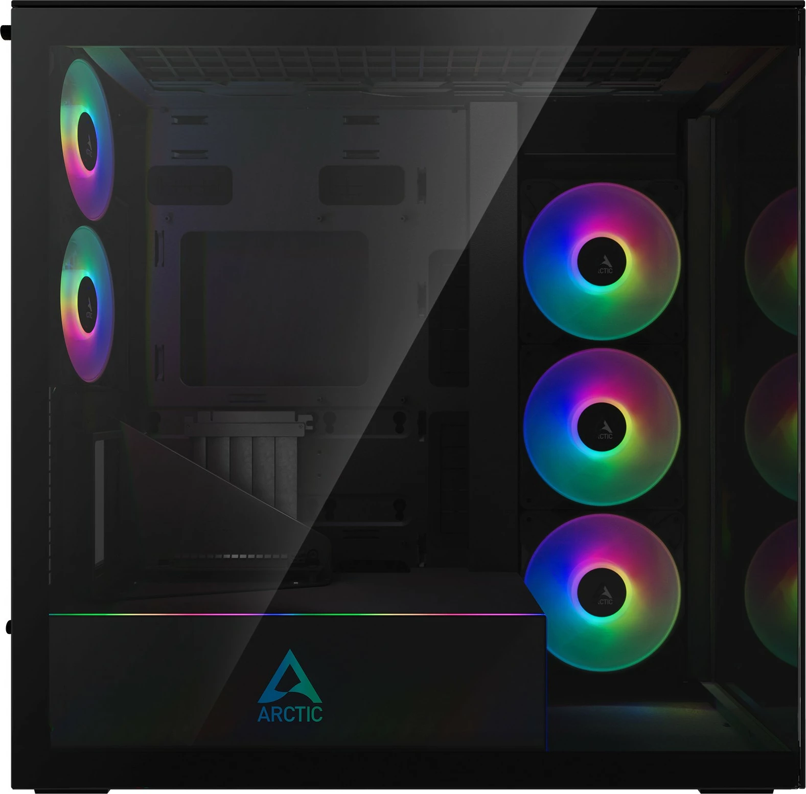 Kasë ARCTIC Xtender, Midi Tower, xham i temperuar, RGB, e zezë