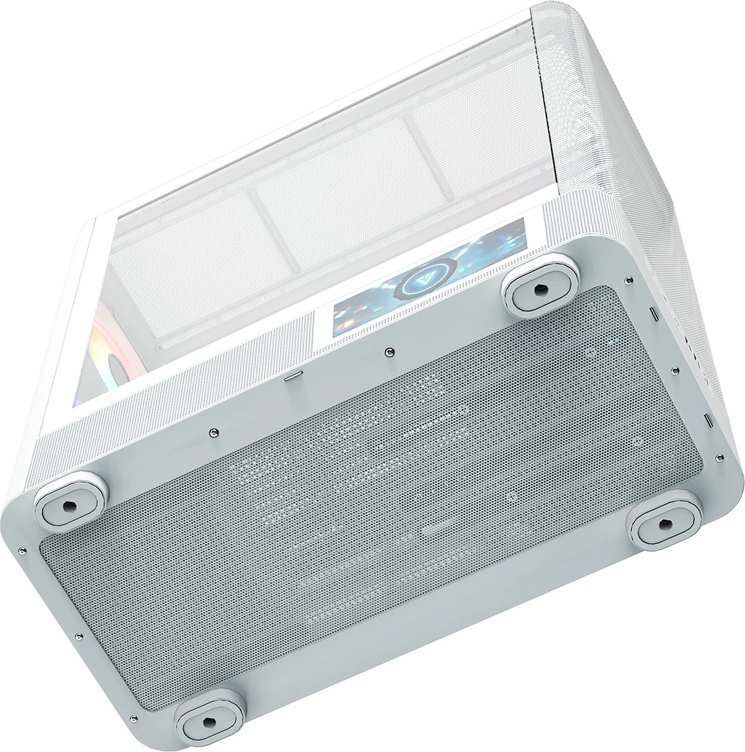 Kasë Modecom Volcano AQ400 ARGB MC-A-AQ400-4FA-W, Midi Tower ATX/mATX/ITX, LCD ekran, 4x120mm ARGB, e bardhë
