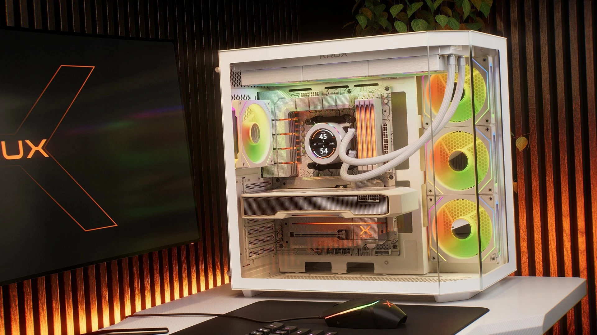 Ftohës uji Krux HydroGlance 360 ARGB LCD KRXE005, radiator 360mm, 3x120mm PWM ARGB, e bardhë