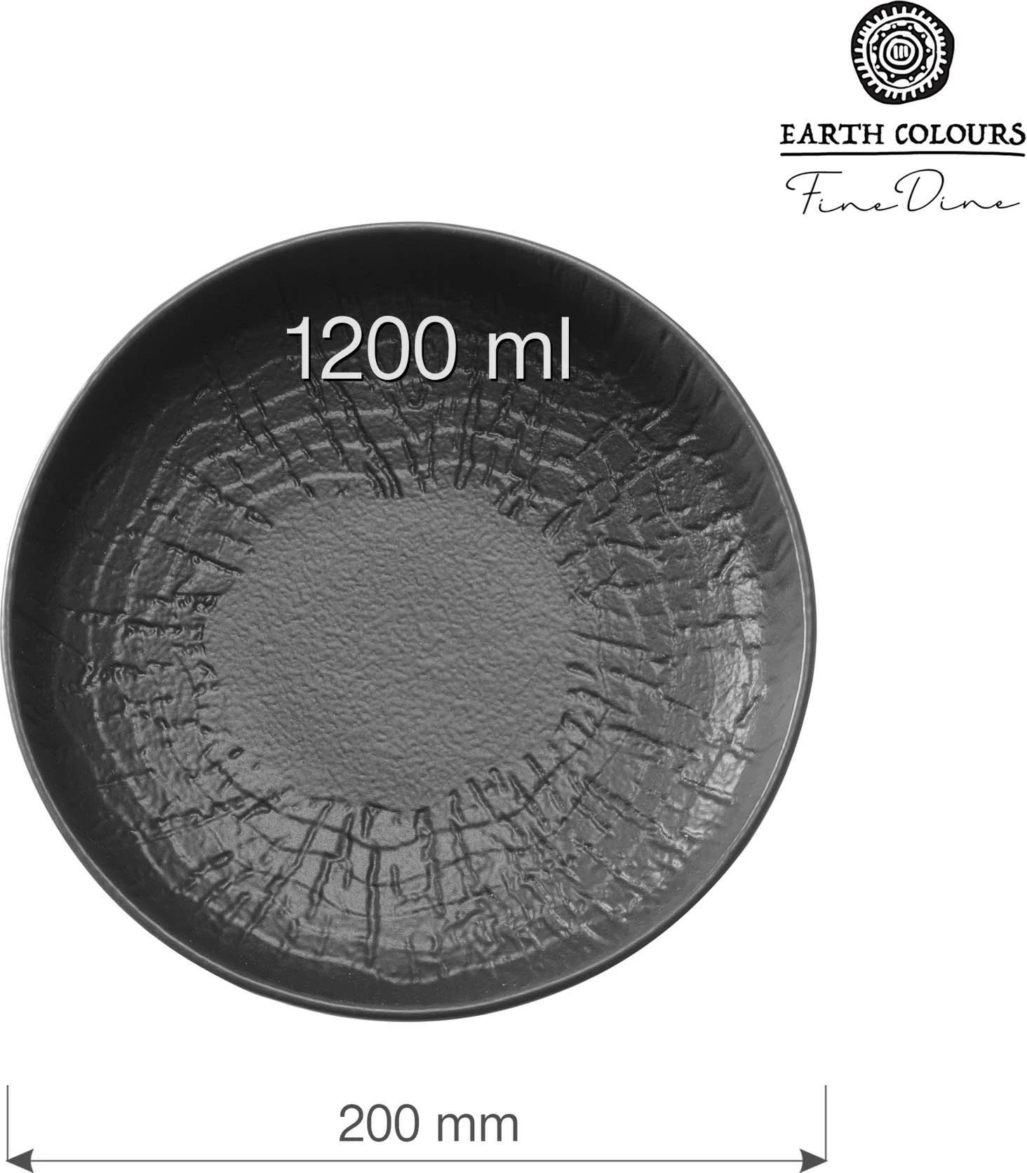 Tas i cekët Fine Dine Crust 200mm 1200ml, i zi, set 3 copë