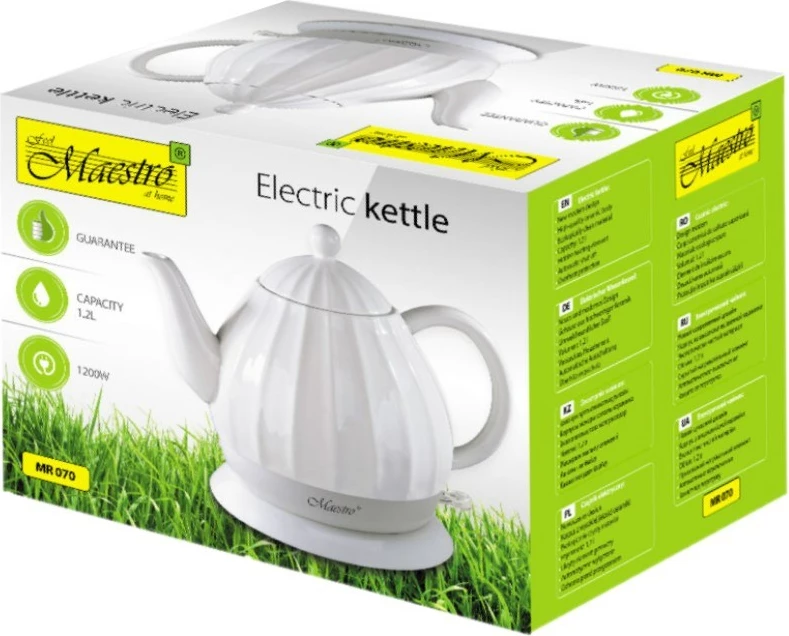 Ibrik elektrik Maestro MR-070, 1.2L, 1200W, Qeramik, Bardhë