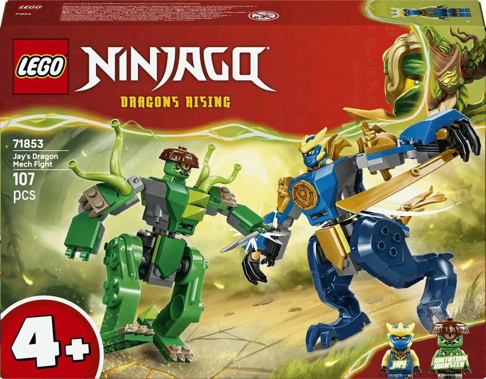 Set LEGO NINJAGO Jay's Dragon Mech Battle 71853, 107 copë, 4+