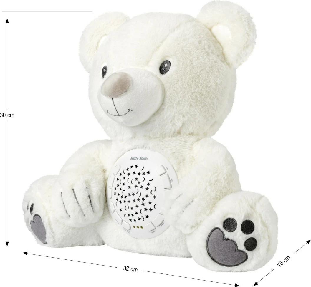 Lodër pelushi Milly Mally ari me projektor, e bardhë