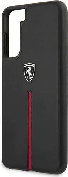Mbështjellës Ferrari Off Track për Samsung Galaxy S21+, lëkurë natyrale, i zi