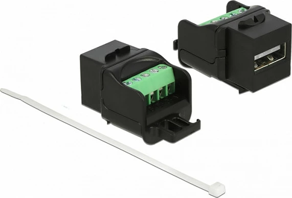 Modul Keystone USB-A DeLOCK 86386, femër në terminal, i sheshtë, i zi