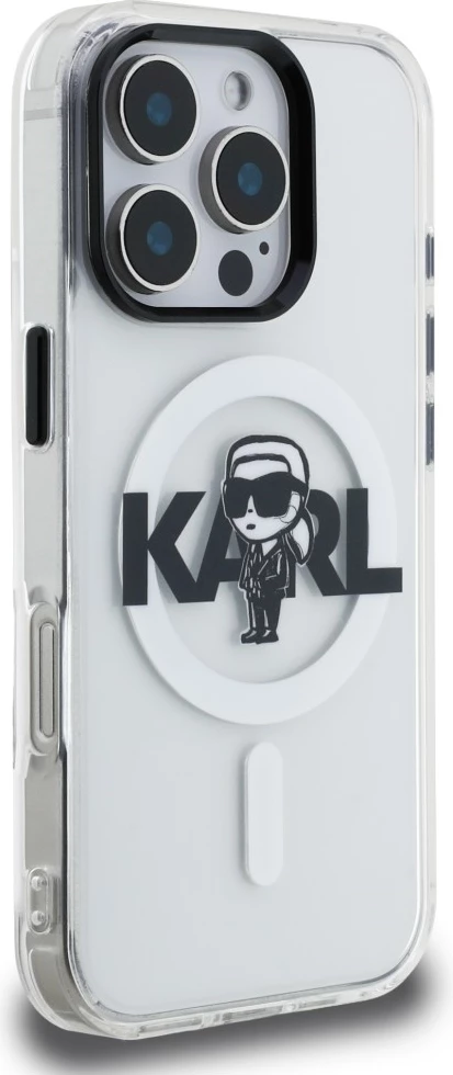 Mbështjellës Karl Lagerfeld IML Karl Sketch Logo MagSafe për iPhone 16 Pro, TPU/PC, transparent, në kuti