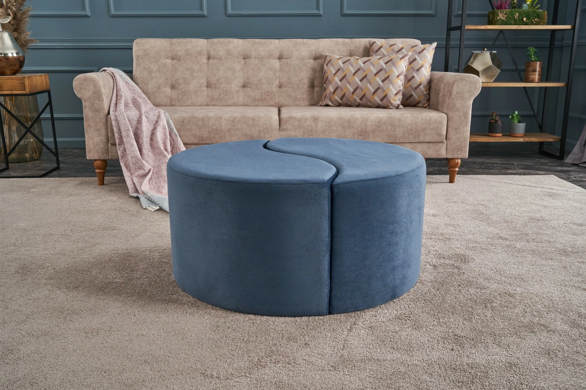 Puf Atelier del Sofa, Alis, kadife blu - 2
