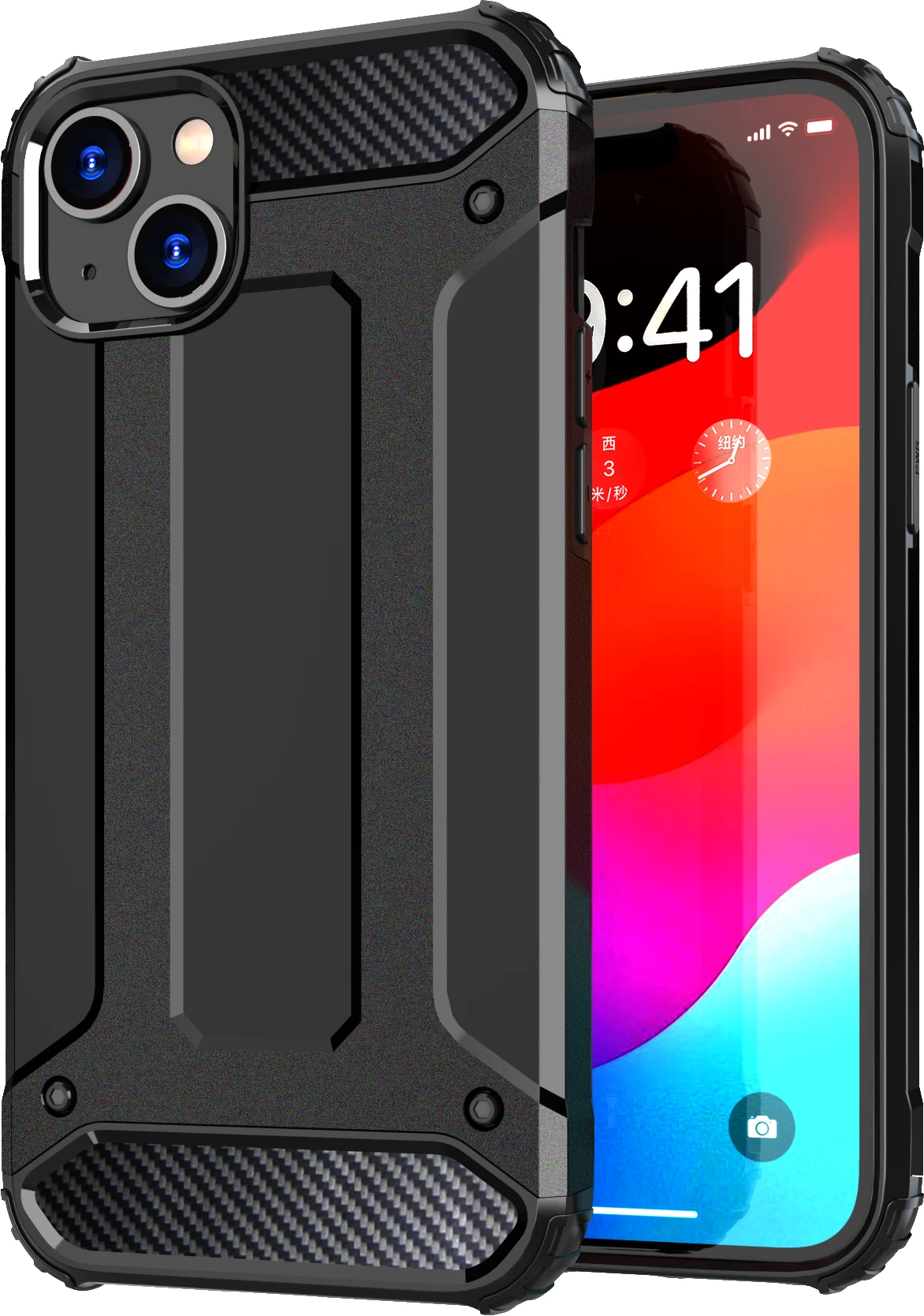Mbështjellës Hurtel Hybrid Armor për iPhone 15, i zi