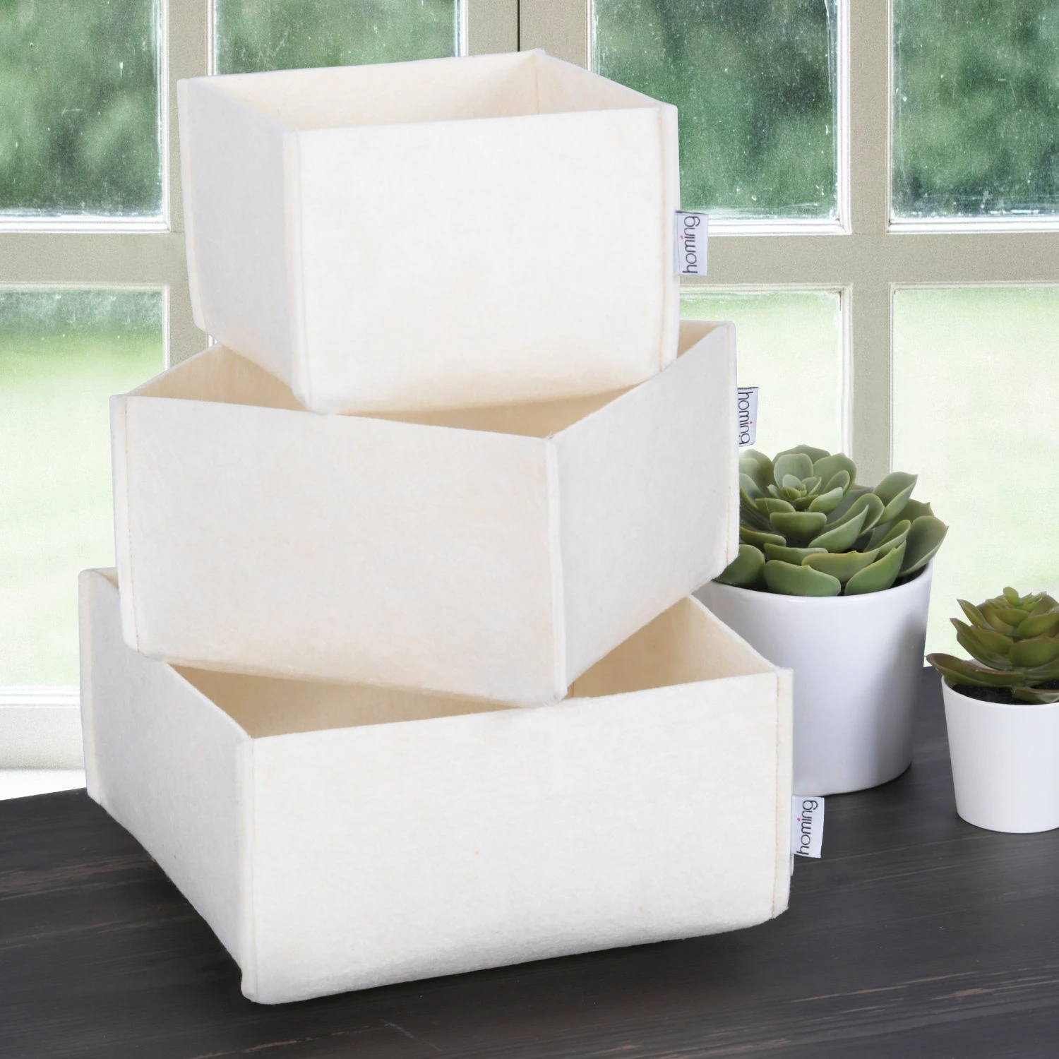 Set organizues tavoline prej ndjese, krem, 3 copë, Aberto Design, HMY-6268