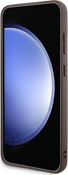 Mbështjellës Guess 4G Collection Leather Metal Logo MagSafe për Samsung Galaxy S24+, kafe