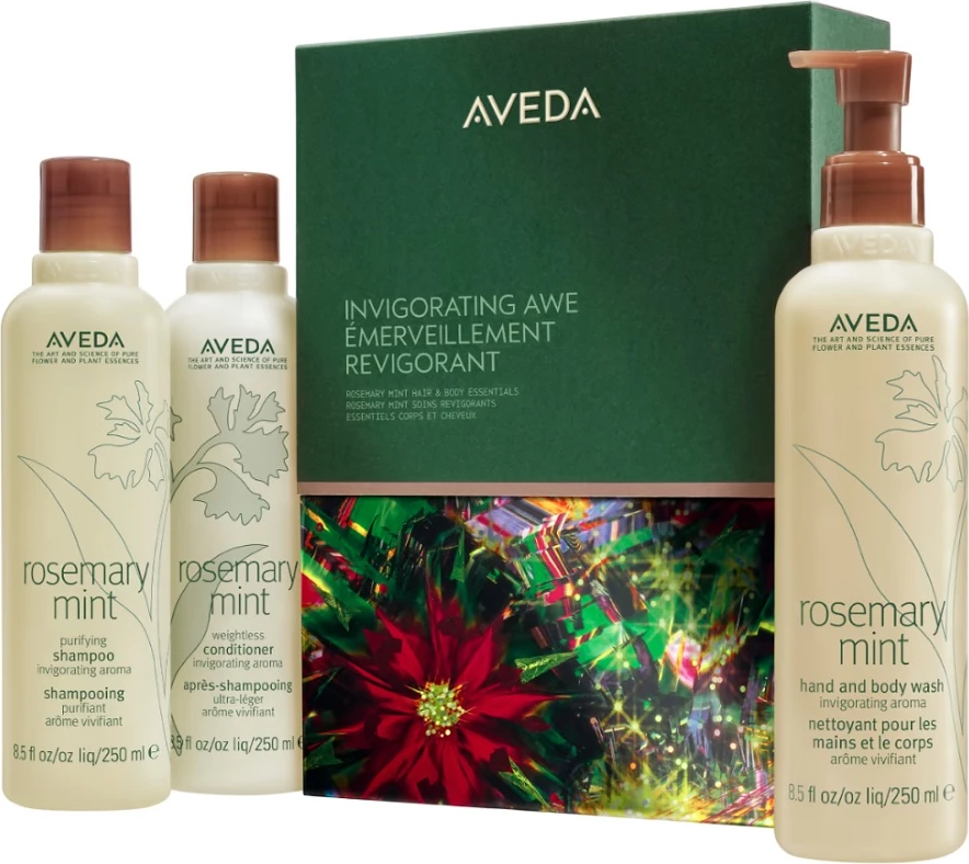 Set për flokë dhe trup Aveda Invigorating Awe për femra, 250ml + 250ml + 250ml