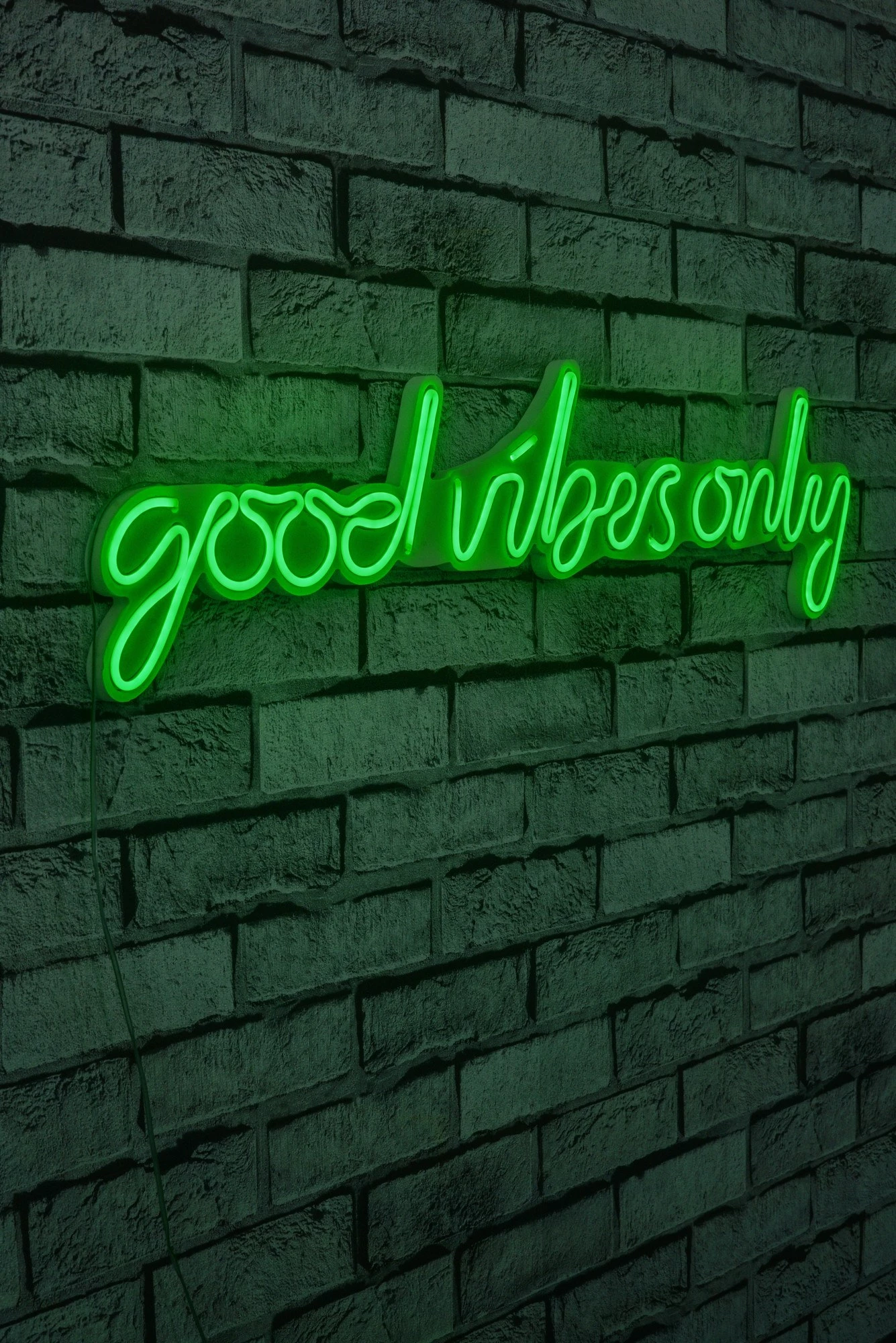 Dritë murale dekorative LED, plastikë, 'Good Vibes Only', ngjyrë e gjelbër