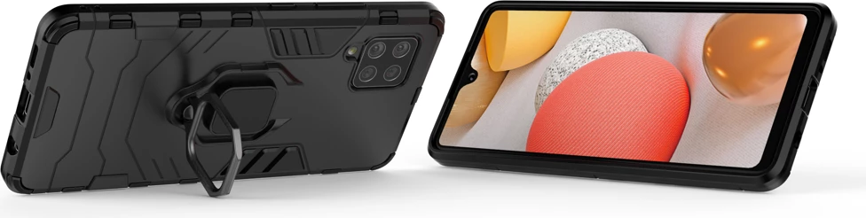 Mbështjellës Hurtel Ring Armor për Samsung Galaxy A42 5G, me mbajtëse unaze, i zi