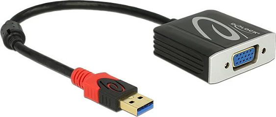 Adapter USB-A në VGA DeLOCK 62738, 0.2 m, 1920x1200, i zi