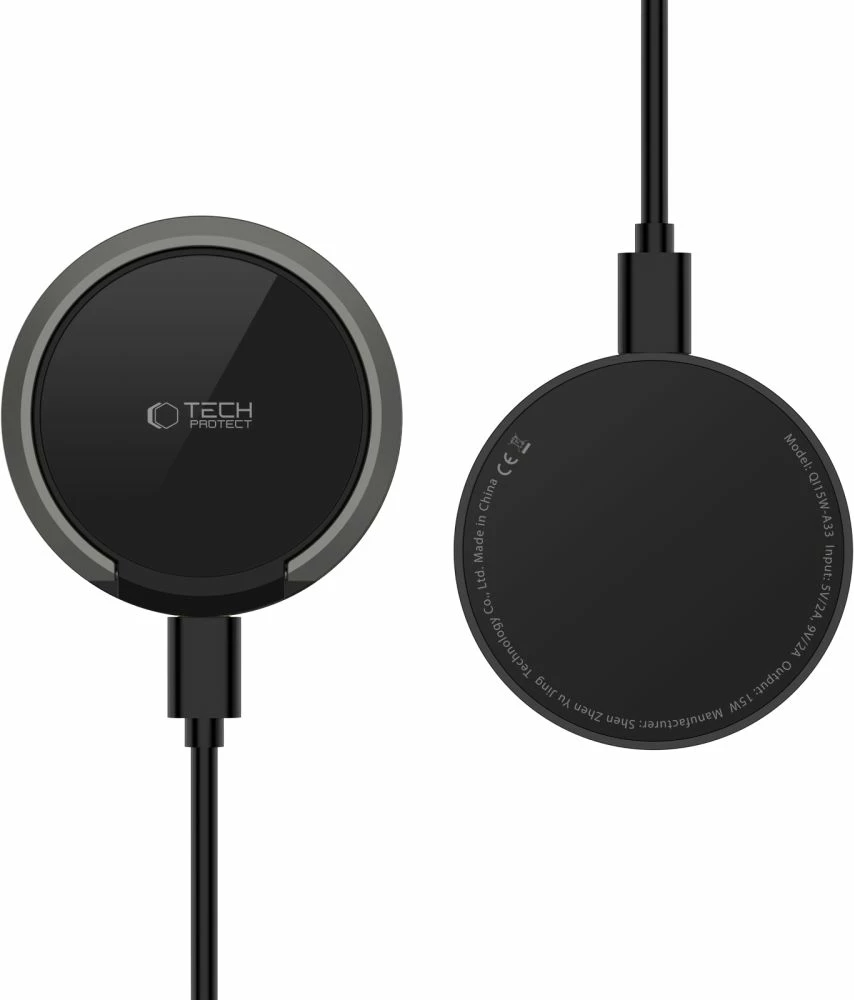 Karikues wireless Tech-Protect QI15W-A33 me MagSafe dhe stand, 15W, me kabllo USB-A/USB-C, zi