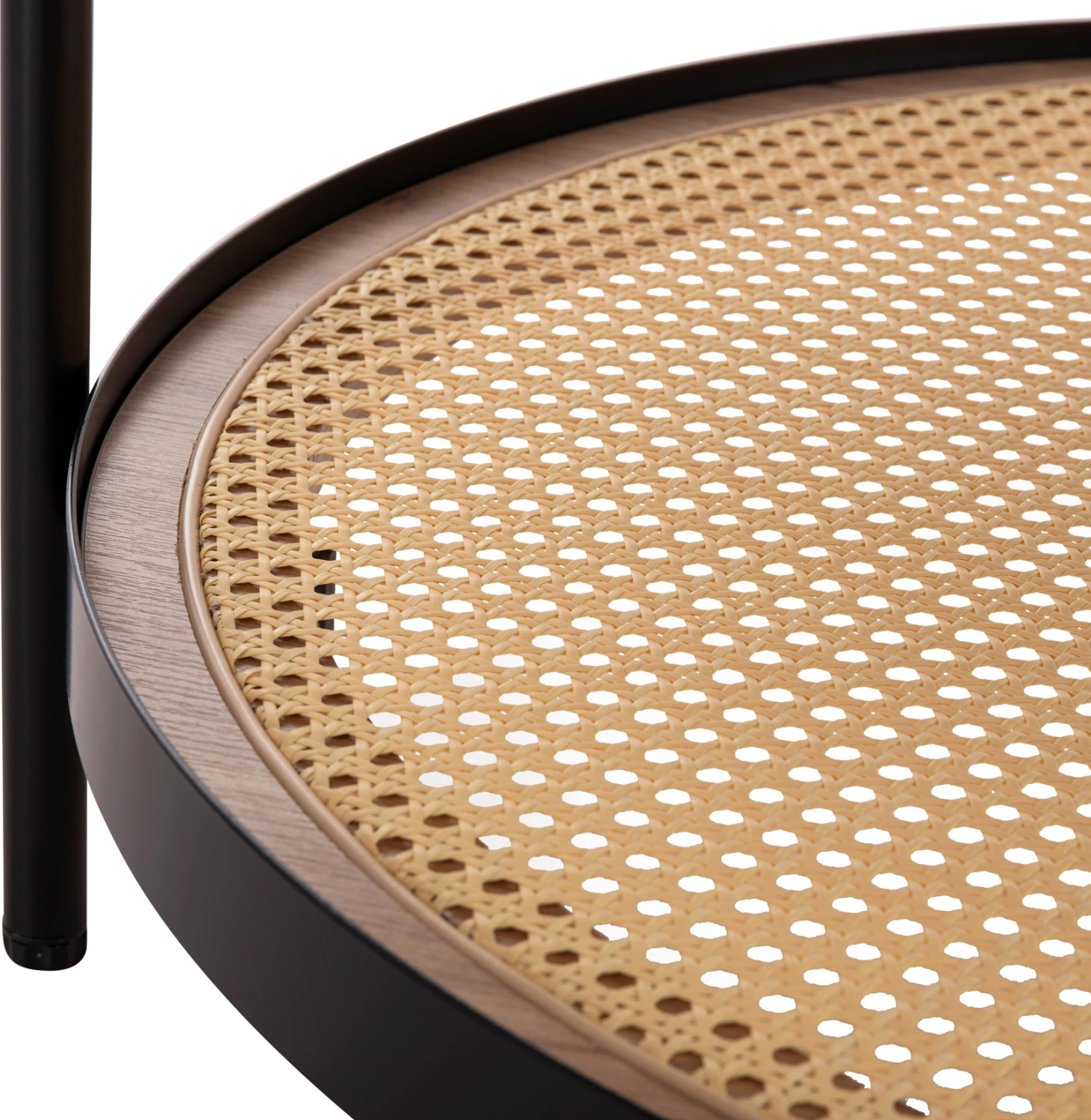 Tavolinë kafeje SEITZ FH18030, sipërfaqe xhami, metal-ratan, Φ80x45Hcm