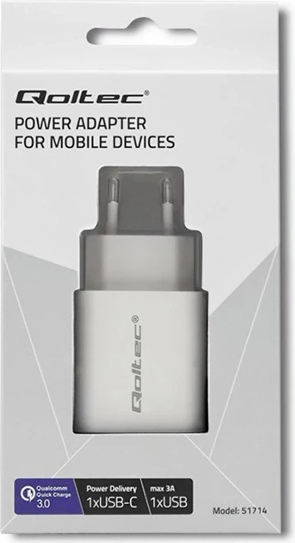 Karikues për tablet Qoltec, 18W, i bardhë 