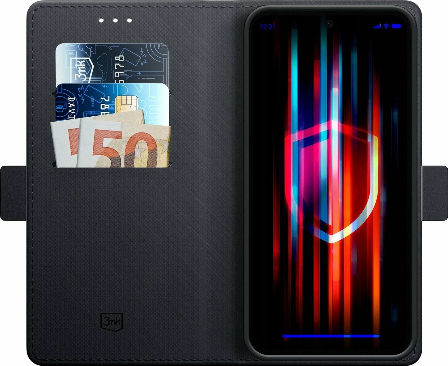 Mbështjellës 3MK Wallet Case për Samsung Galaxy A36 5G, me xham të kalitur, i zi