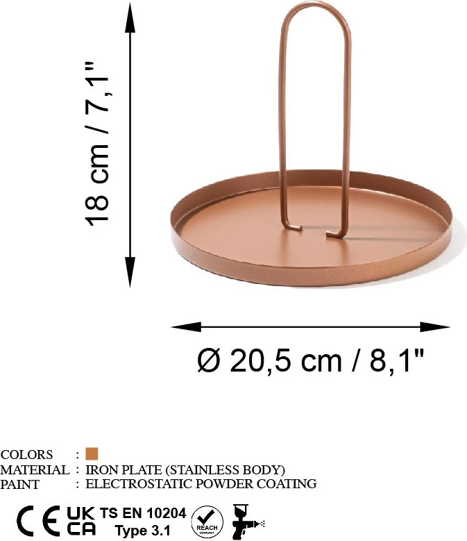Aksesor dekorativ metalik, dizajn Aberto, ngjyrë bakri, Sımı-A