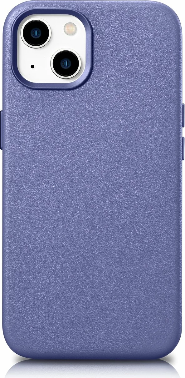 Mbështjellës iCarer për iPhone 14, lëkurë natyrale, MagSafe, vjollcë e çelët