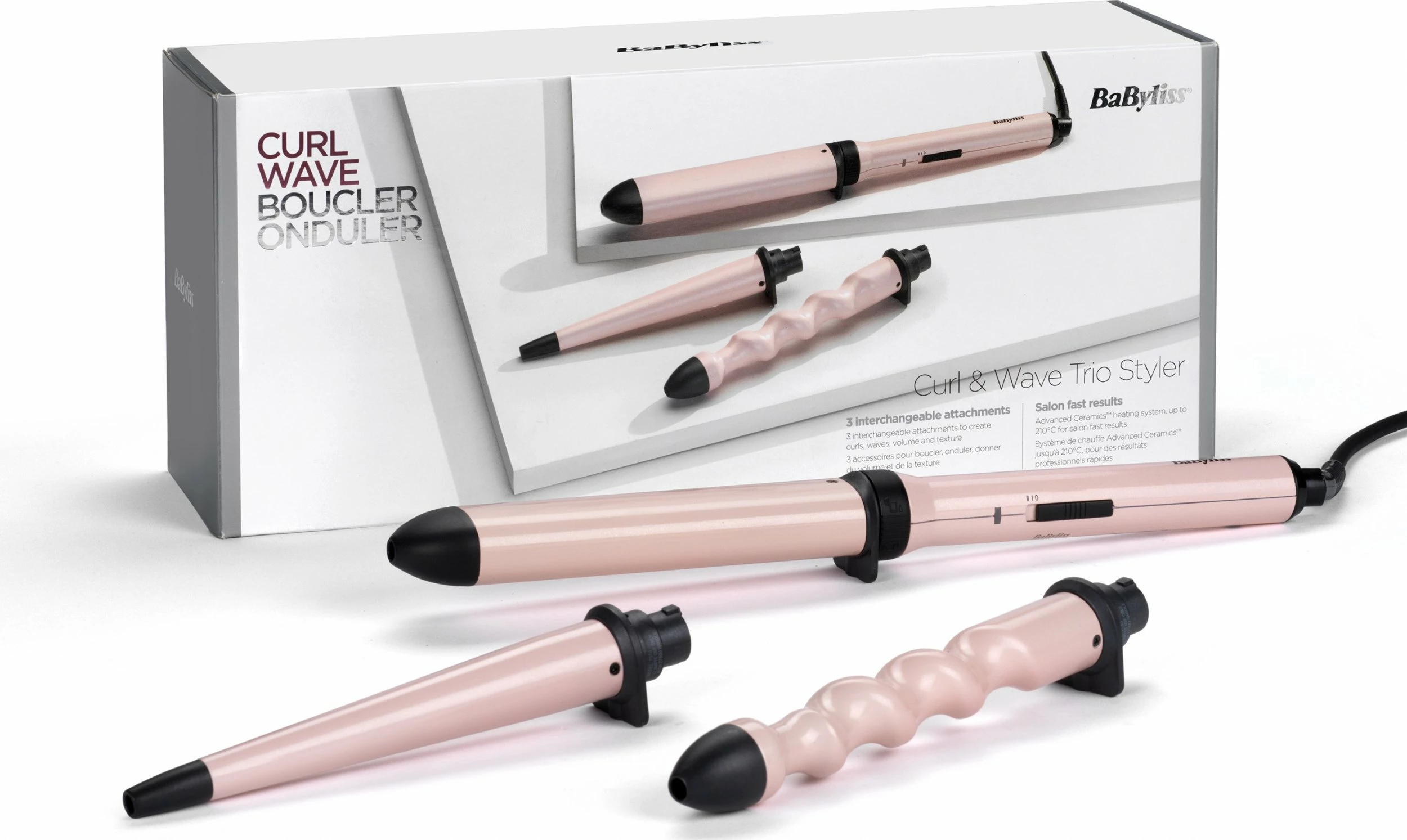 Hekur për kaçurrela BaByliss MS750, konik 32 mm, 2 shtojca, rozë