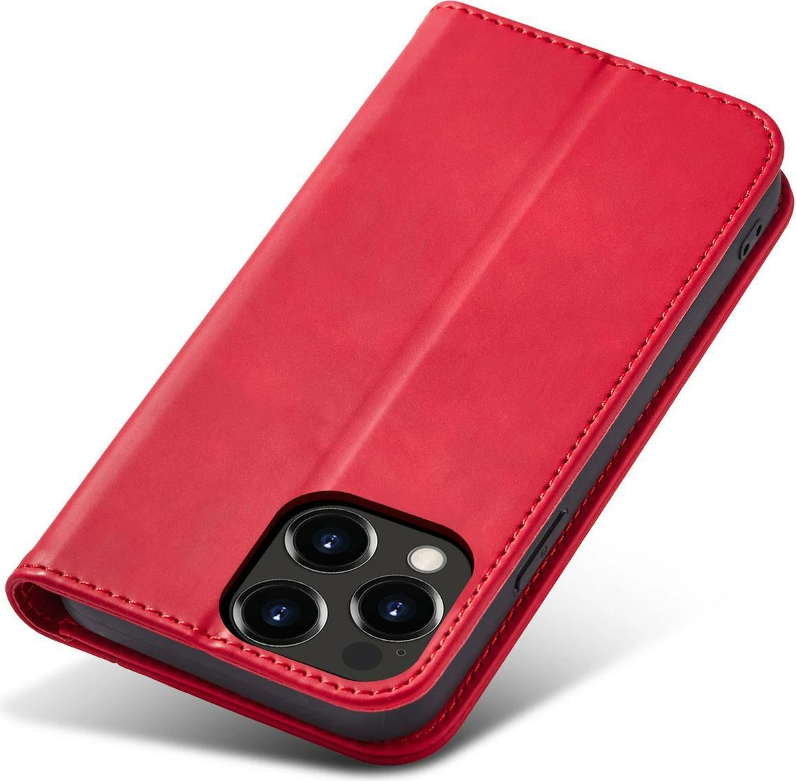 Mbështjellës Hurtel Magnet Fancy Case për iPhone 14 Pro Max, me portofol dhe mbajtëse, Kuq