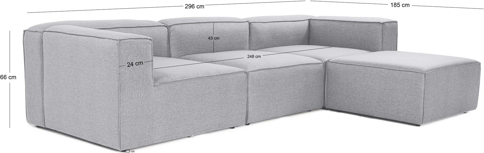 Këndsofa Atelier del Sofa, ngjyrë gri, Fora