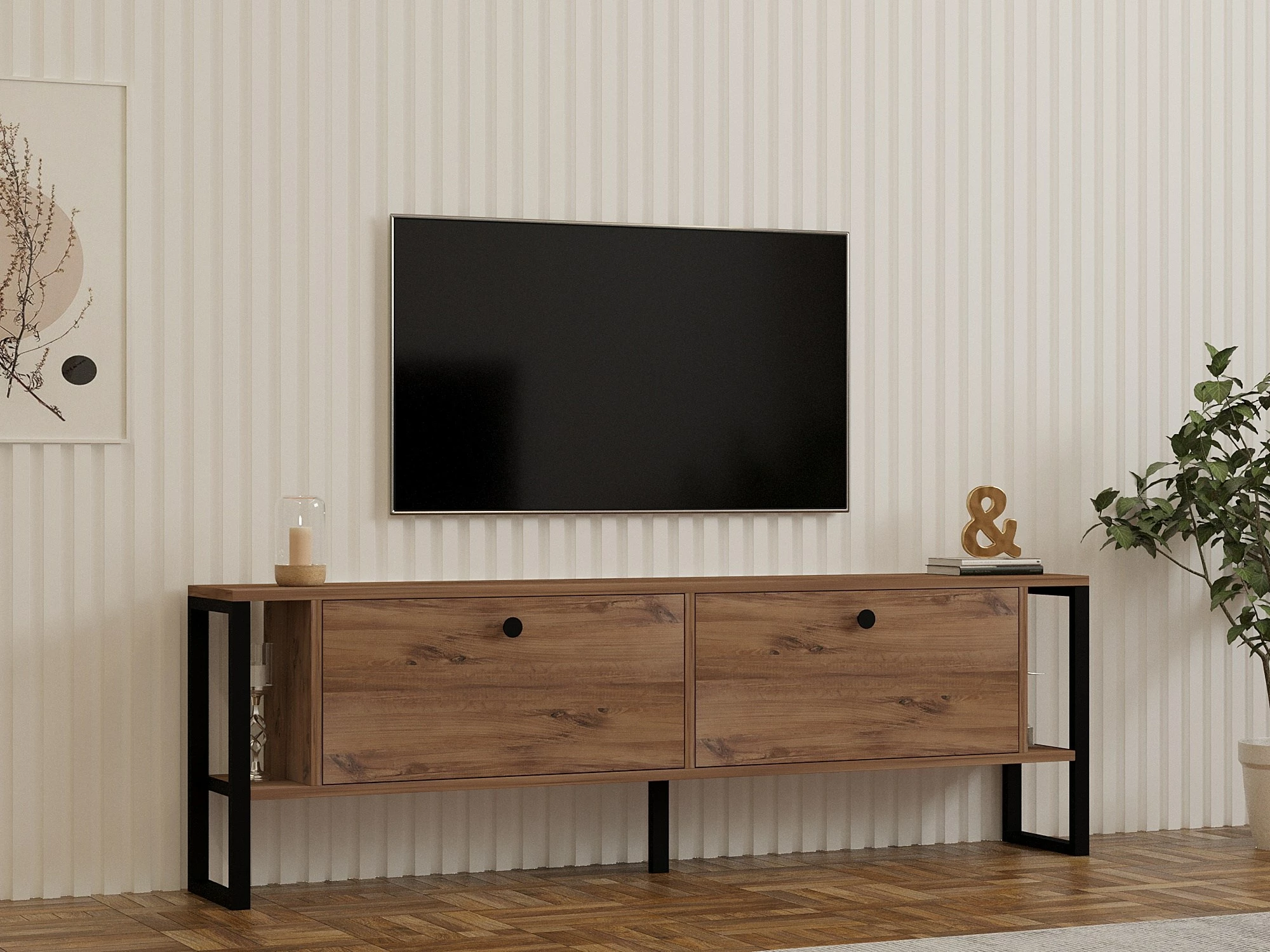 Komodë për TV Skye Decor, ngjyrë ahu Atlantik