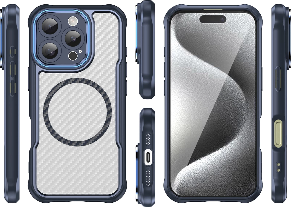 Mbështjellës Hurtel Leading Series MagSafe për iPhone 16 Pro, TPU, Kaltër