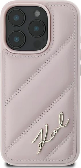 Mbështjellës Karl Lagerfeld Quilted Signature për iPhone 16 Pro Max, Rozë