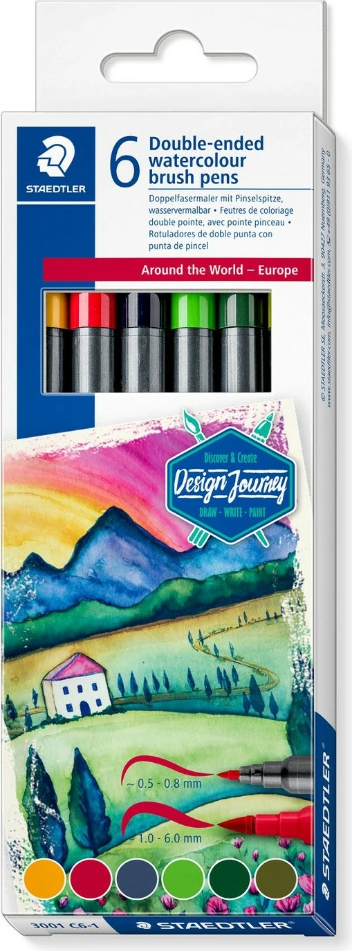 Set lapsa me bojë uji STAEDTLER Design Journey Around the World Europe 6 copë
