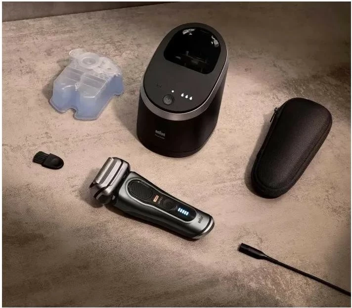 Makinë rroje Braun Series 9 Pro+ 9567CC, wet/dry, me stacion pastrimi, argjendtë
