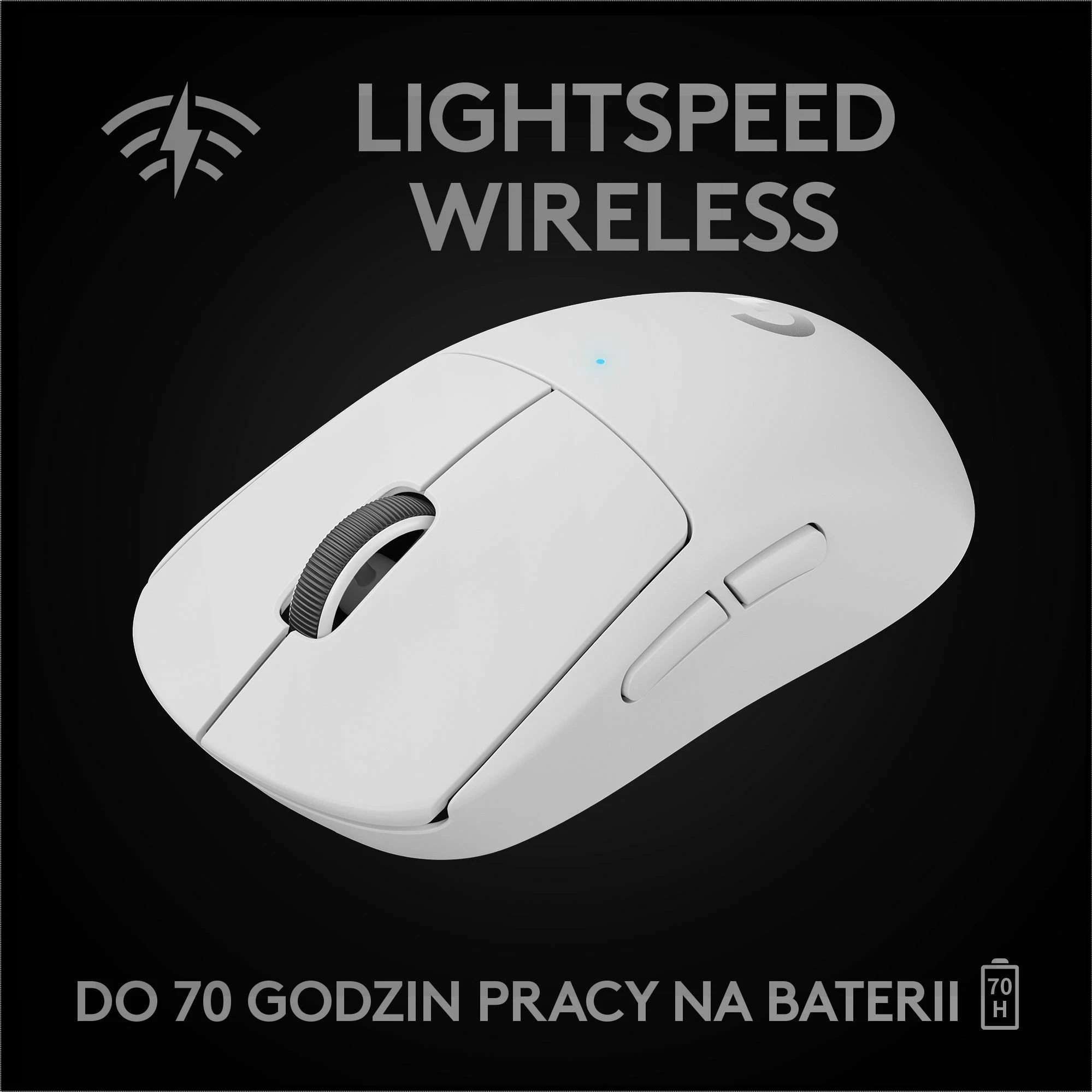 Maus Logitech G Pro X Superlight 910-005942 HERO 25K, 25600 DPI, Wireless 2.4GHz, 63 g, 5 butona, E bardhë