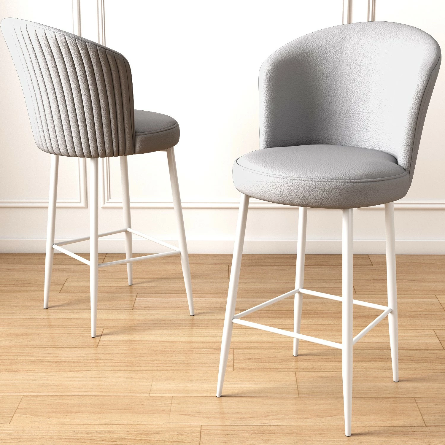 Set karrigesh për bar, dy copë, Hanah Home Uras, gri dhe bardhë