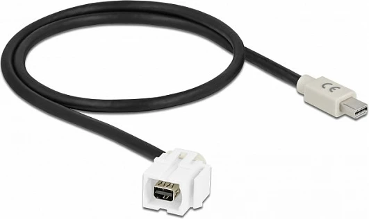 Modul Keystone DeLOCK mini DisplayPort (femër) në mini DisplayPort (mashkull), kabllo e sheshtë 110°, i bardhë