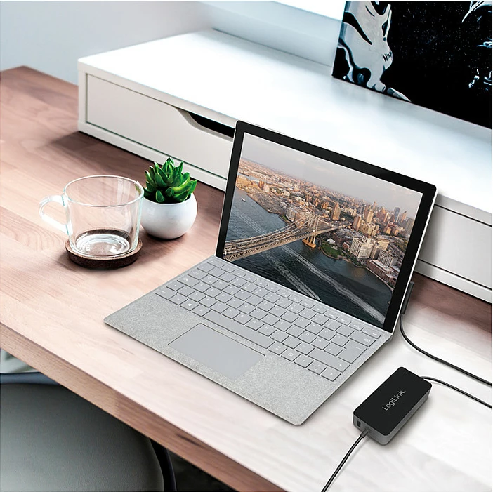 Adapter karikues LogiLink për Surface Book, 44W, me portë USB, i zi