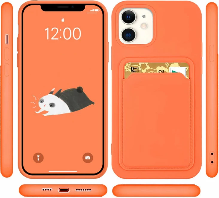 Mbështjellës Hurtel Card Case për iPhone 12 Pro Max, silikon, me xhep për kartela, koral