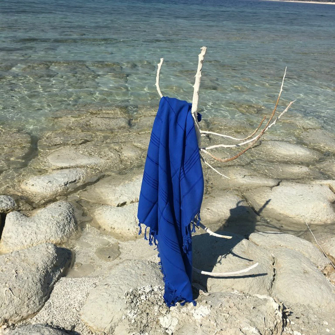 Peshqir plazhi Fouta Mijölnir, Sultan, ngjyrë kaltër, 95x175cm