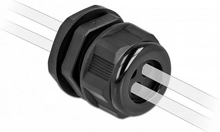 Glandë kablli DeLOCK PG21, IP68, 3 hyrje, për kabllo 6 mm, 2 copë, e zezë