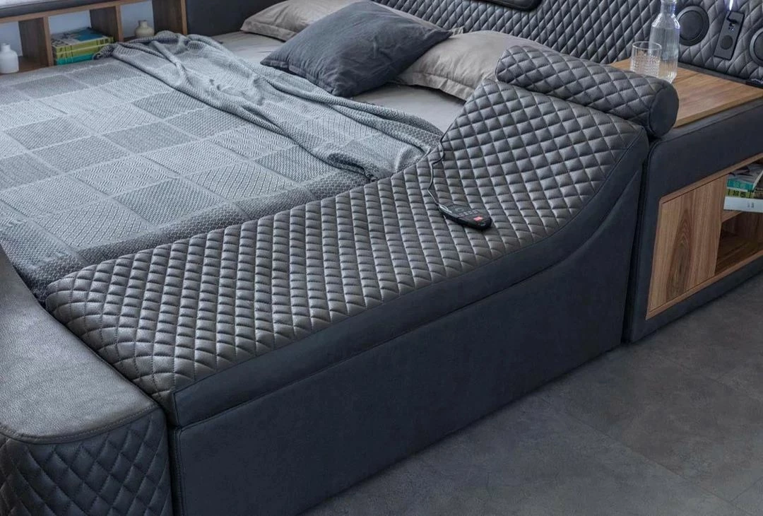 Krevat dopio me funksione smart, ngjyrë e zezë, Skye Decor Escape