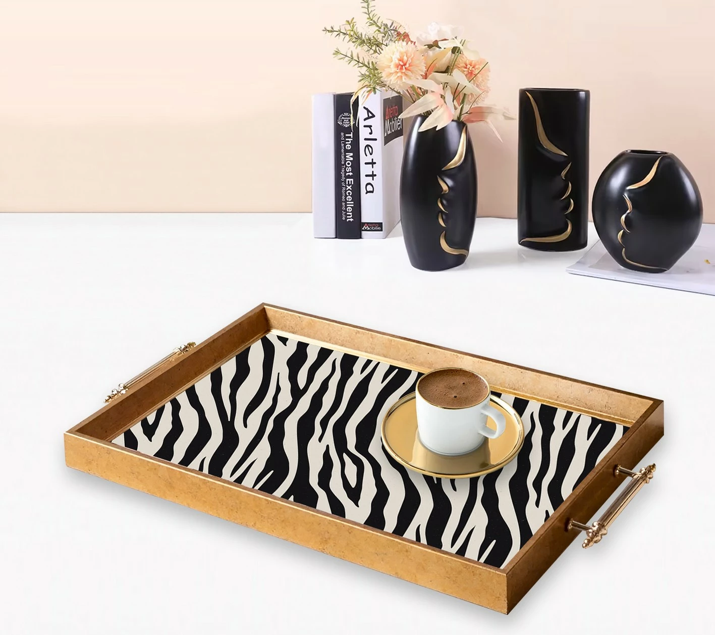Tabaka dekorative prej qelqi, dizajn zebra, TPEA9803