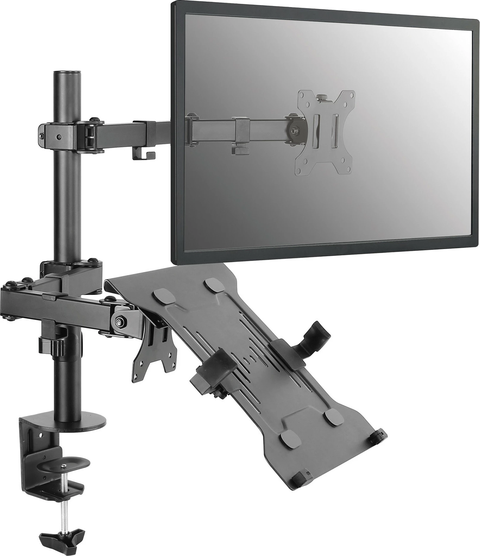 Mbajtës tavoline për monitor dhe laptop EQUIP, Dual Arm, 13"-32", VESA 75x75/100x100, 16 kg, i zi