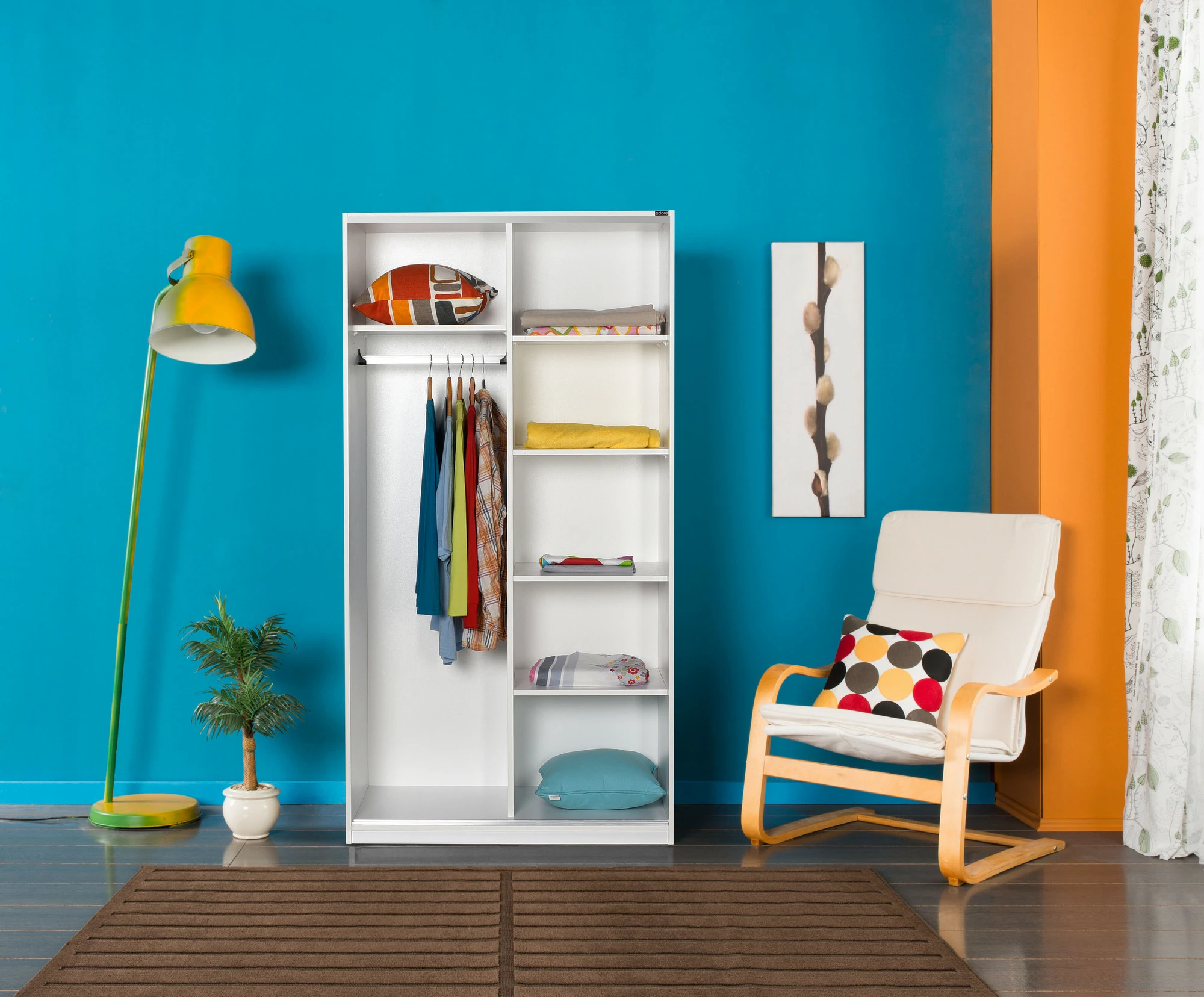 Dollap me dyer rrëshqitëse, ngjyrë e bardhë, Hanah Home, SWD-436-BB-2