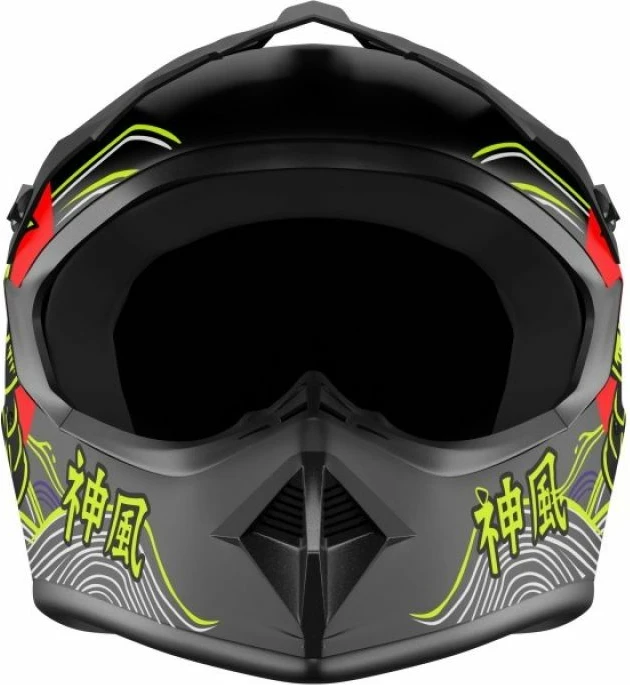 Helmetë full-face KAMIKAZE Tokyo Drift AKC208, e zezë, L