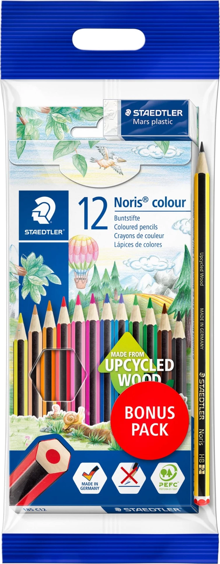STAEDTLER Noris Colour 12 + Gomë + Laps HB (Bonus Pack)