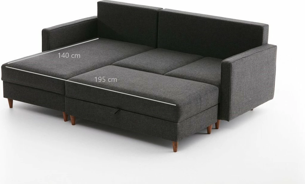 Këndare Eva, ngjyrë antracit, me pouffe, Atelier del Sofa