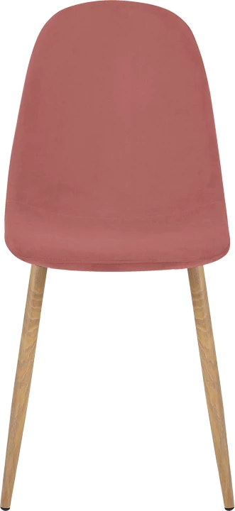 Karrige ngrënieje Bella, kadife ngjyrë mollë e kalbur, këmbë metalike natyrale, set prej 4 copësh, 43.5x52x89cm