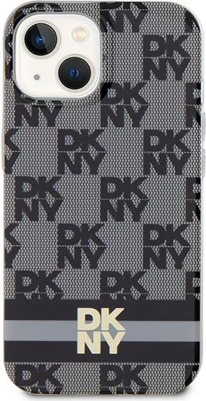 Mbështjellës DKNY IML Checkered Mono Pattern & Printed Stripes MagSafe për iPhone 15 Plus / 14 Plus, i zi