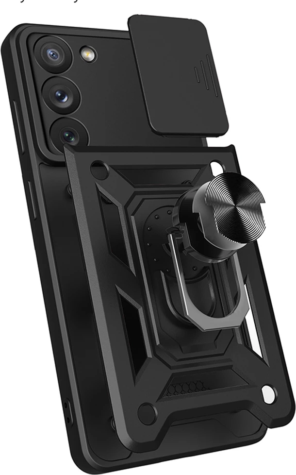 Mbështjellës Hurtel Hybrid Armor Camshield për Samsung Galaxy S23+, me kapak kamere, Kaltër